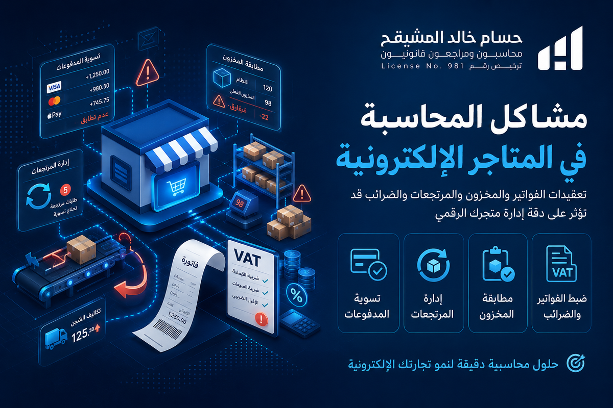 مشاكل المحاسبة في المتاجر الإلكترونية 