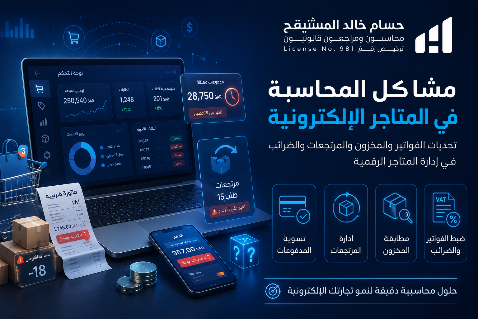 مشاكل المحاسبة في المتاجر الإلكترونية